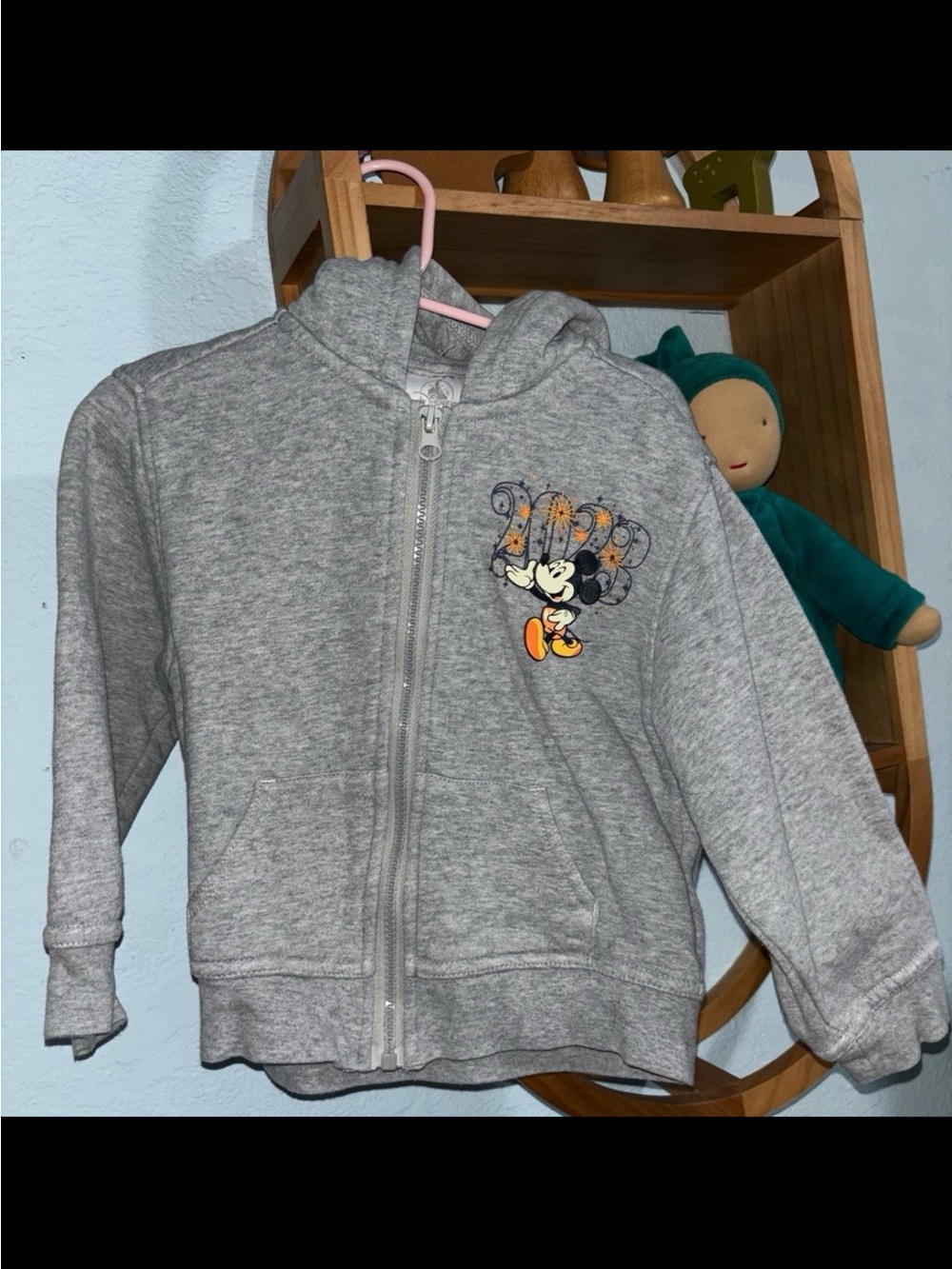 Disney Gray Minnie Mouse Zip Front Hoodie
